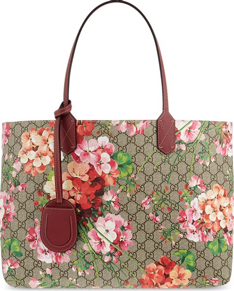 gucci flower bag black|Gucci floral tote bag.